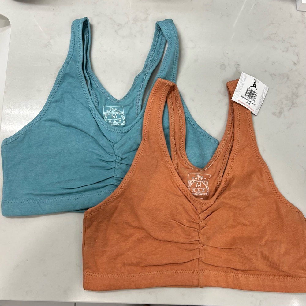 Set of Two Women's Cotton-Spandex Racerback Pull-Over Sports Bra